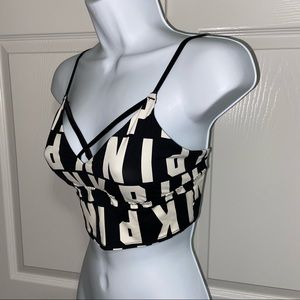 Victoria’s Secret PINK Spell Out Bikini Swim Top Size Small Black White